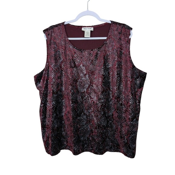 Vintage Susan Graver Shirt Set 1X Dark Red Velvet Blouse & Tank Top NWT - Picture 8 of 16